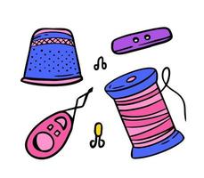 The spool is a thread doodles . Hand made needlework Vector illustration on white background