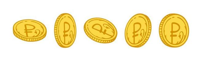 Rublo ruso. moneda rusa sobre un fondo blanco. ilustración vectorial de un garabato. vector
