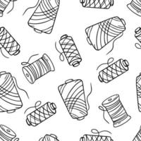 Pattern needlework sewing knitting black doodle on white background Vector illustration in doodle style