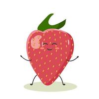 ripe strawberry in the style of kawaii vector