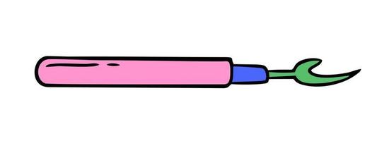 Seam ripper doodle Hand made needlework Vector illustration on white background