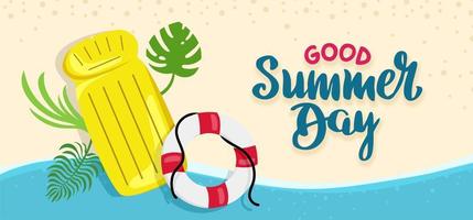 Summer background website header Colorful Horizontal postcard banner Vacation concept Vector illustration in Flat style