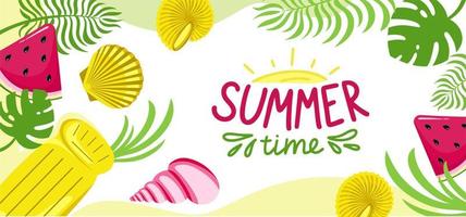 Summer background website header Colorful Horizontal postcard banner Vector illustration in Flat style