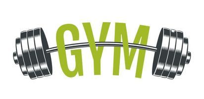 emblema vectorial vintage para gimnasio con barra. emblema de barra de acero para culturismo y fitness. vector