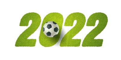 Soccer ball on green grass. Football world cup 2022. vector