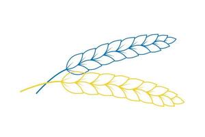 Blue and yellow line art ear of wheat. Design element for sticker, banner, poster, card, print vector