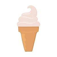 helado dibujado a mano en cono de gofre. se puede utilizar para la decoración de carteles, impresiones, tarjetas y ropa, para el diseño de alimentos y el logotipo de la heladería. vector