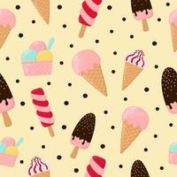 Colorful ice cream seamless pattern. Background for poster, print, cards, wrapping paper, clothes decoration and ice cream shop. vector