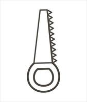 Vector saw icon. Flat linear black and white tool illustration. Building, carpenter equipment for card, poster or flyer design. Woodwork, repair service or craft workshop concept