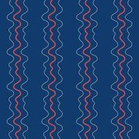 Red and white wave line on navy blue color background, Seamless pattern background. vector