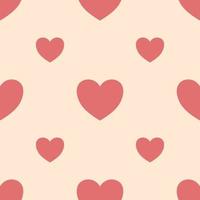 Seamless pattern of pink hearts on pastel pink background. vector