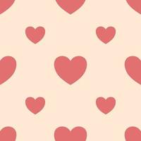 Seamless pattern of pink hearts on pastel pink background. vector