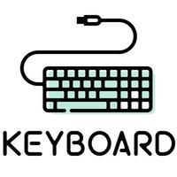 pictograma de teclado con cable con etiqueta de texto vector