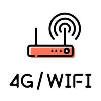 4g, pictograma de producto de enrutador de red inalámbrica wifi con etiqueta de texto vector