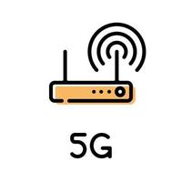 Pictograma de enrutador de red inalámbrica 5g con etiqueta de texto vector