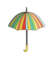 Vector colored umbrella icon isolated on white background. Colorfulrain shield illustration. Cartoon style