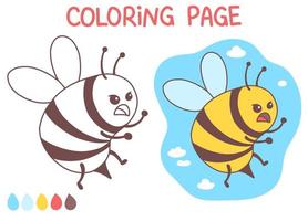 abeja para colorear página divertido y lindo doodle ilustración vectorial ilustración vector