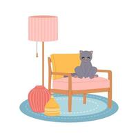 gato en silla moderna ilustración vectorial de diseño plano vector