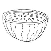 Doodle a whole watermelon on a white background.Vector watermelon can be used in summer designs, menus,textiles, and coloring pages. vector