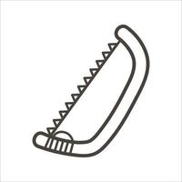 Vector saw icon. Flat linear black and white tool illustration. Building, carpenter equipment for card, poster or flyer design. Woodwork, repair service or craft workshop concept