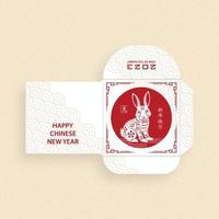 Chinese new year 2023 lucky red envelope money packet for the year of the Rabbit vector