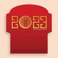 Chinese new year 2023 lucky red envelope money packet for the year of the Rabbit vector