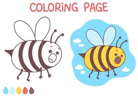 Bee coloring page funny and cute doodle vector illustration illustration