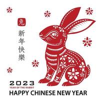 Happy Chinese new year 2023 Zodiac sign, year of the Rabbit vector