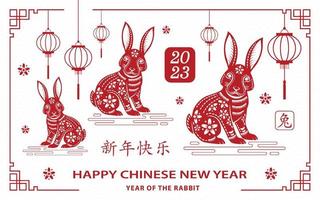 Happy Chinese new year 2023 Zodiac sign, year of the Rabbit vector