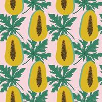 Summer Seamless Pattern With Papaya vector