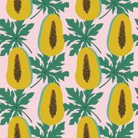 Summer Seamless Pattern With Papaya vector