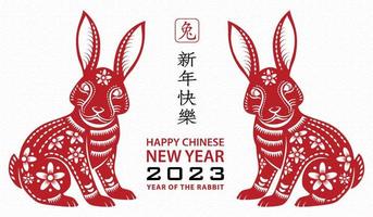 Happy Chinese new year 2023 Zodiac sign, year of the Rabbit vector