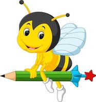 bee holding pencil vector