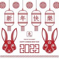 Happy Chinese new year 2023 Zodiac sign, year of the Rabbit vector