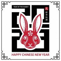 Happy Chinese new year 2023 Zodiac sign, year of the Rabbit vector