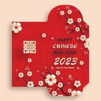 Chinese new year 2023 lucky red envelope money packet for the year of the Rabbit vector