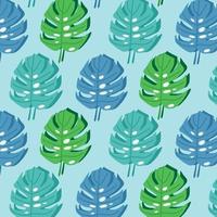 Pattern with hand drawn tropical leave. Modern vector illustration.