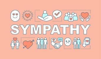 Sympathy word concepts banner. Charity and donation. Help, support. Falling in love. Presentation, website. Isolated lettering typography idea, linear icons. Vector outline illustration