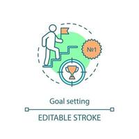 Goal setting concept icon. Persistence. Professional development. Career ladder movement. Goal achievement idea thin line illustration. Vector isolated outline drawing. Editable stroke