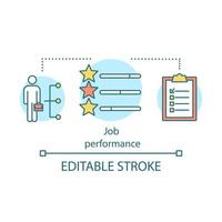 Job performance concept icon. Good work idea thin line illustration. Human resources management. Organizational outcomes criteria. Rating and success. Vector isolated outline drawing. Editable stroke