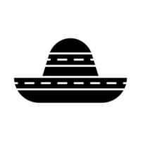 Sombrero glyph icon. Traditional mexican hat. Wide brim headgear. Silhouette symbol. Negative space. Vector isolated illustration