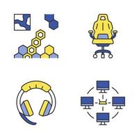 Esports color icons set. Real-time strategy game. Local area network. Gaming devices. Isolated vector illustrations