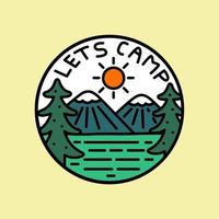 simple design of nature let's camp on the mountain vector