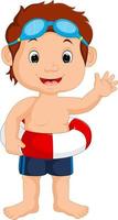 boy swimming cartoon vector