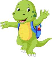 Cute dinosaur with backpack vector