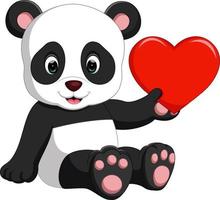 panda cartoon with love vector