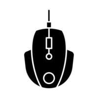 Gaming mouse glyph icon. Esports equipment. Player digital device. High-speed computer manipulator. Silhouette symbol. Negative space. Vector isolated illustration