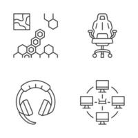 Esports linear icons set. Real-time strategy game. Local area network. Gaming devices. Thin line contour symbols. Isolated vector outline illustrations. Editable stroke