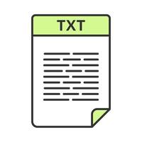 TXT file color icon. Text file format. Unformatted text document. Isolated vector illustration