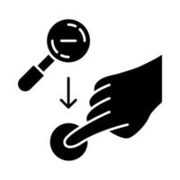 Zoom out vertical gesture glyph icon. Touchscreen gesturing. Human hand and fingers. Using sensory devices. Silhouette symbol. Negative space. Vector isolated illustration